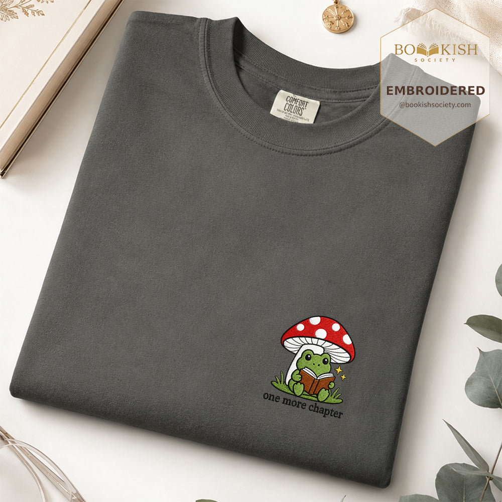 Embroidered One More Chapter Comfort Color ® T-shirt Book Lover Gift Pepper