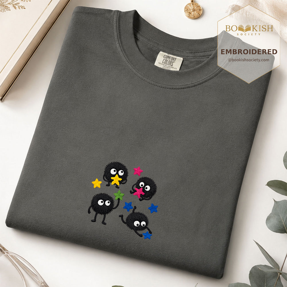 Embroidered Sprite Catching Star Candy Comfort Color ® T-shirt Book Lover Gift pepper