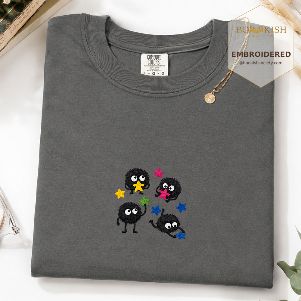 Embroidered Sprite Catching Star Candy Comfort Color ® T-shirt Book Lover Gift pepper