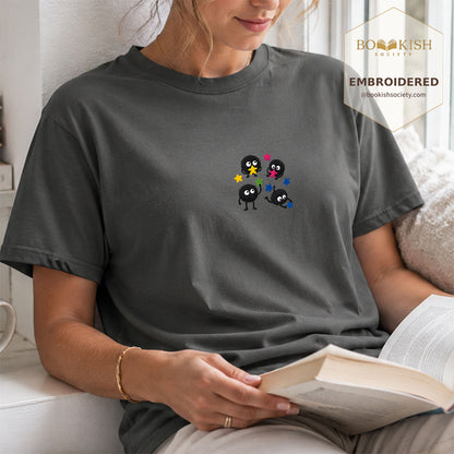 Embroidered Sprite Catching Star Candy Comfort Color ® T-shirt Book Lover Gift pepper