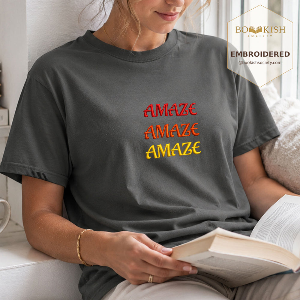 Embroidered Amaze Amaze Amaze Comfort Color ® T-shirt Book Lover Gift Pepper