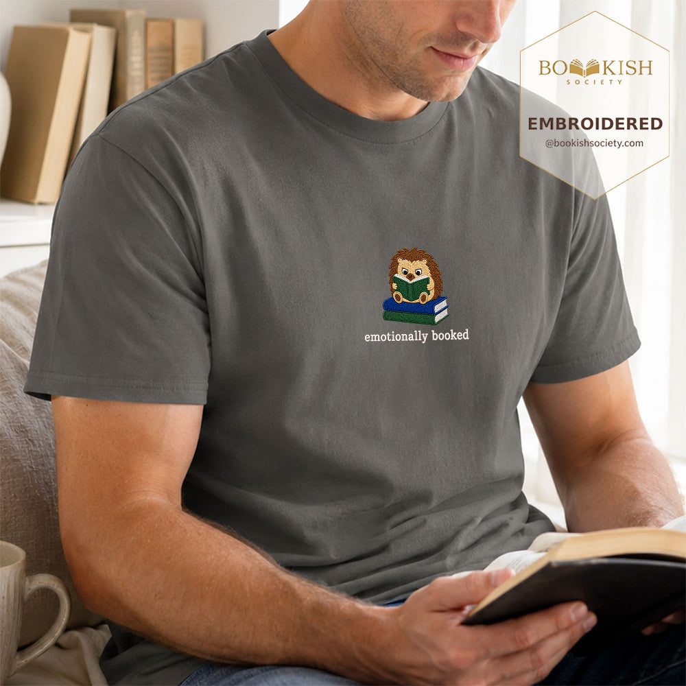 Emotionally Booked Embroidered Comfort Colors® T-shirt | Book Lover Gift Pepper