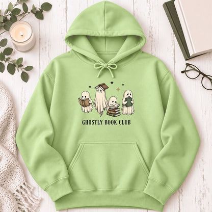 Ghostly Book Club Softstyle Hoodie | Spooky Book Lover Gift Pistachio