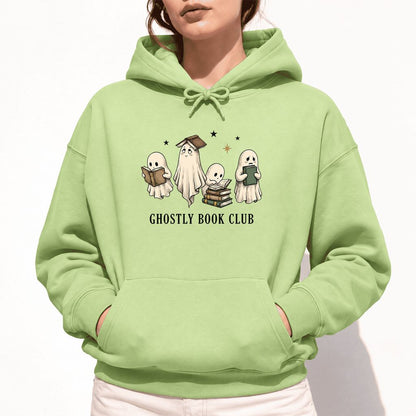 Ghostly Book Club Softstyle Hoodie | Spooky Book Lover Gift Pistachio