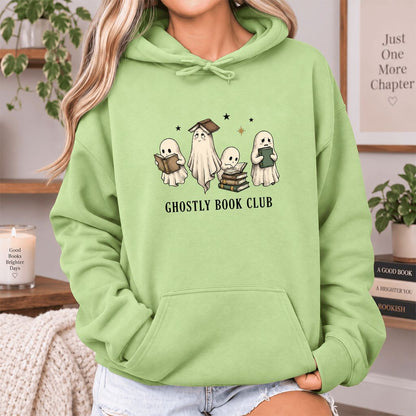 Ghostly Book Club Softstyle Hoodie | Spooky Book Lover Gift Pistachio