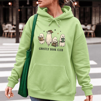 Ghostly Book Club Softstyle Hoodie | Spooky Book Lover Gift Pistachio