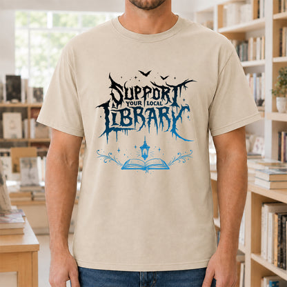 Support Your Local Library Softstyle T-Shirt | Book Lover Gift Sand