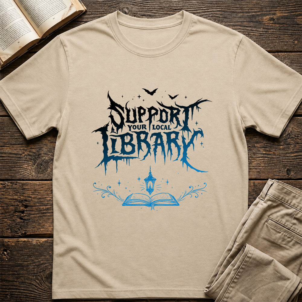Support Your Local Library Softstyle T-Shirt | Book Lover Gift Sand