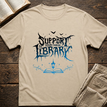 Support Your Local Library Softstyle T-Shirt | Book Lover Gift Sand
