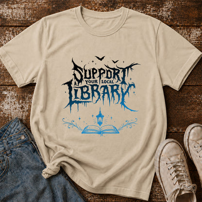 Support Your Local Library Softstyle T-Shirt | Book Lover Gift Sand
