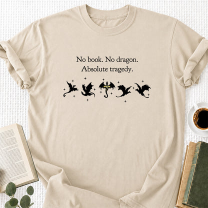 No Book No Dragon Softstyle T-Shirt | Book Lover Gift Sand