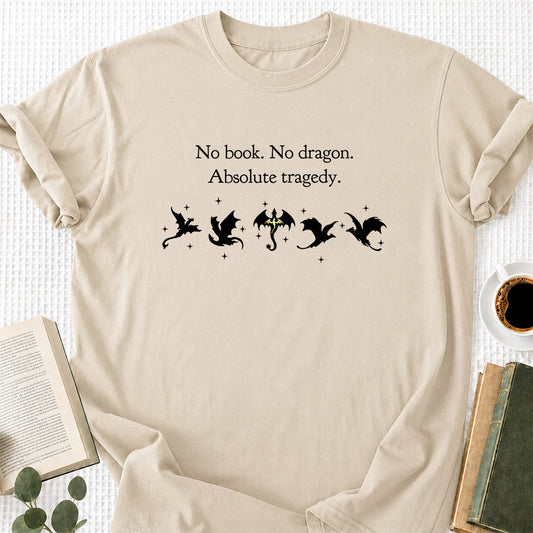 No Book No Dragon Softstyle T-Shirt | Book Lover Gift Sand