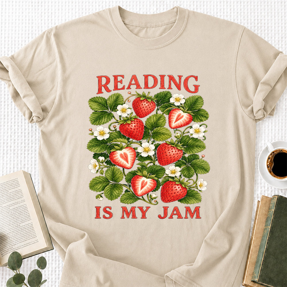 Reading Is My Jam Softstyle T-Shirt | Book Lover Gift Sand