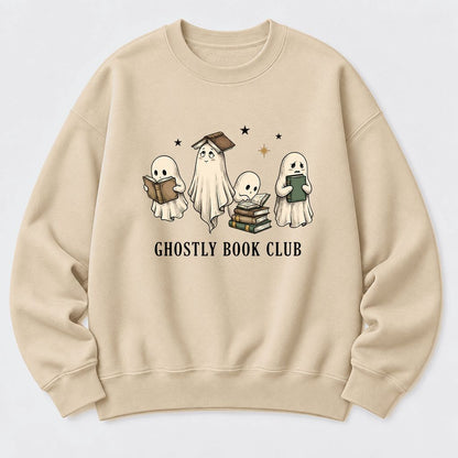 Ghostly Book Club Softstyle Sweatshirt | Spooky Book Lover Gift Sand