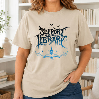 Support Your Local Library Softstyle T-Shirt | Book Lover Gift Sand