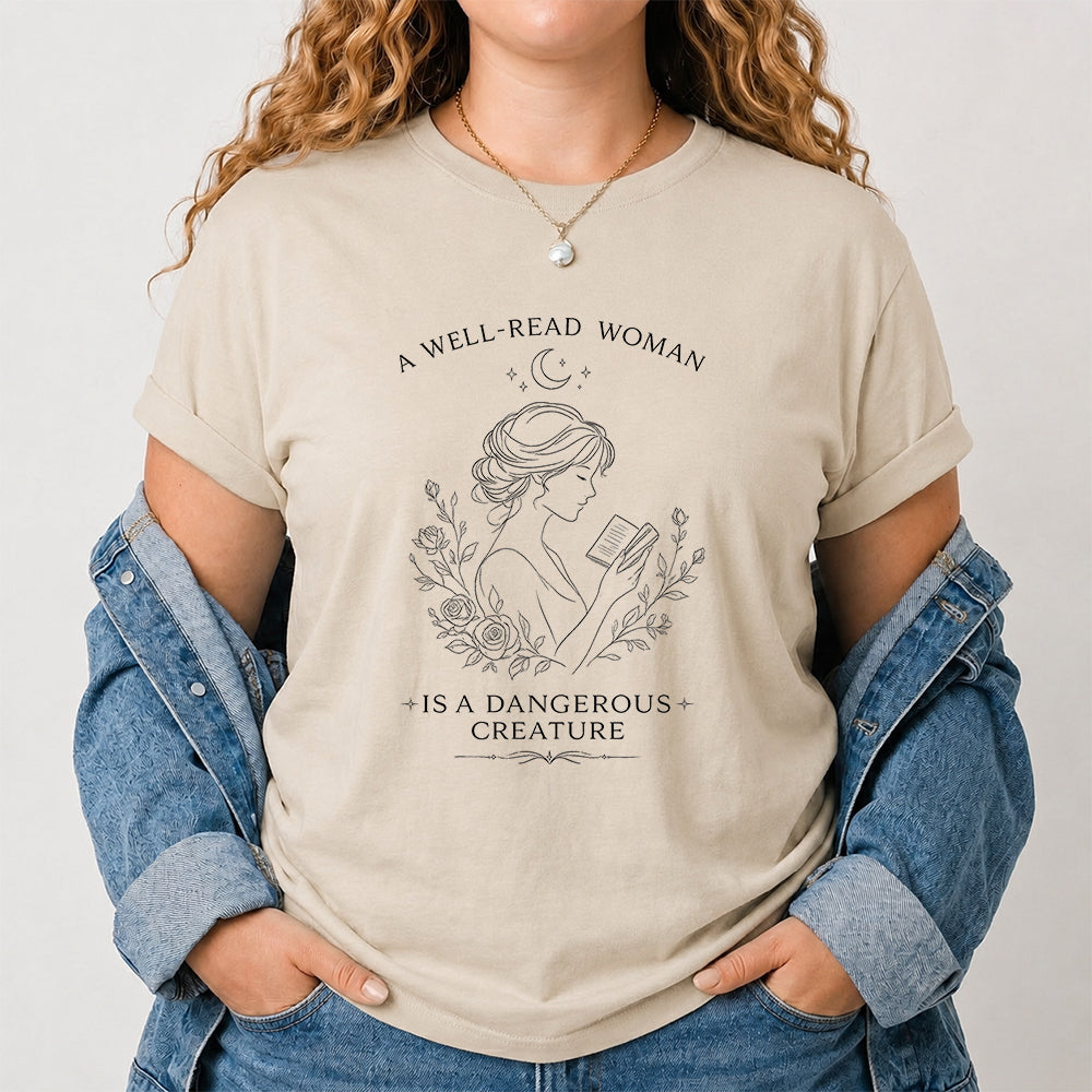 A Well Read Woman Softstyle T-Shirt | Book Lover Gift Sand