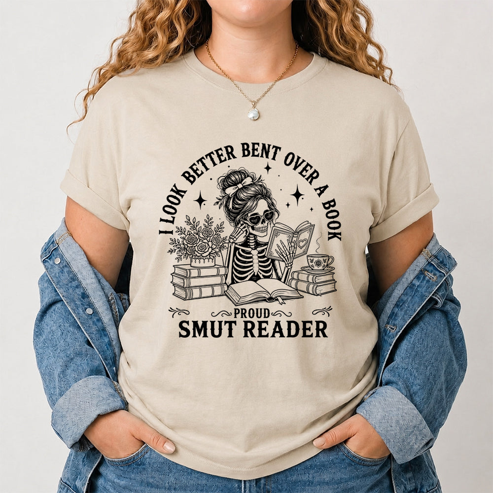 I Look Better Bend Over A Book Softstyle T-Shirt | Book Lover Gift Sand