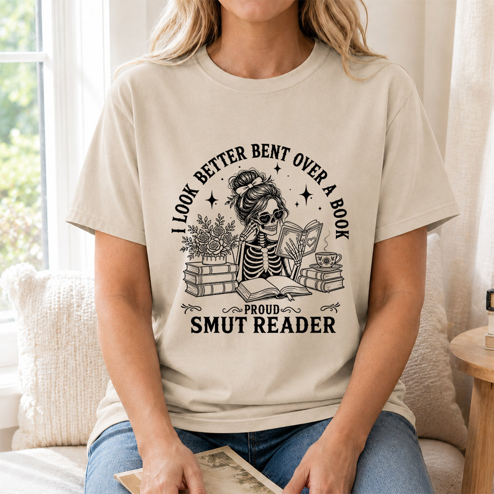 I Look Better Bend Over A Book Softstyle T-Shirt | Book Lover Gift Sand