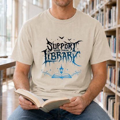 Support Your Local Library Softstyle T-Shirt | Book Lover Gift Sand