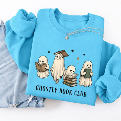 Ghostly Book Club Softstyle Sweatshirt | Spooky Book Lover Gift Sky