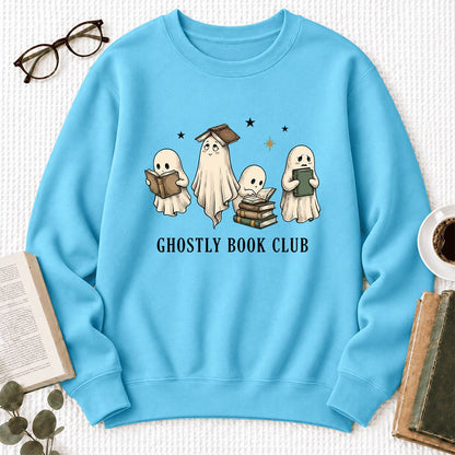 Ghostly Book Club Softstyle Sweatshirt | Spooky Book Lover Gift Sky
