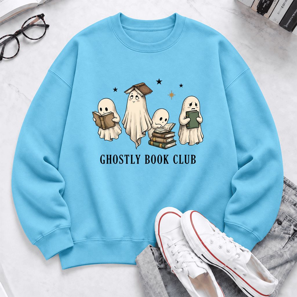 Ghostly Book Club Softstyle Sweatshirt | Spooky Book Lover Gift Sky