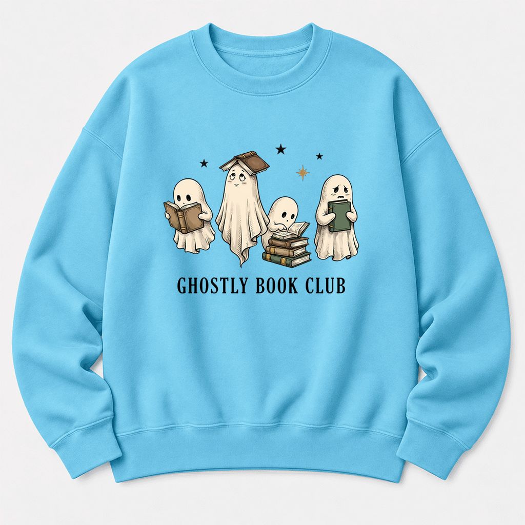 Ghostly Book Club Softstyle Sweatshirt | Spooky Book Lover Gift Sky