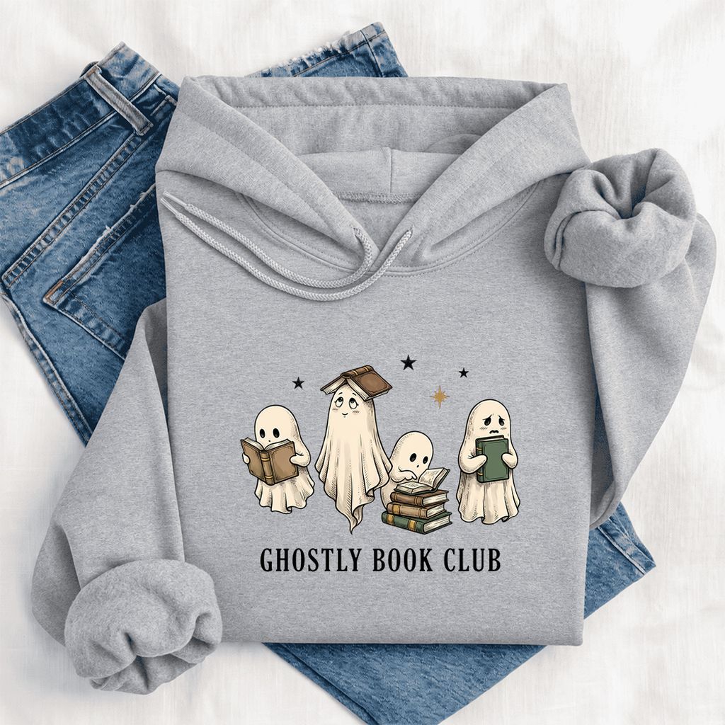 Ghostly Book Club Softstyle Hoodie | Spooky Book Lover Gift Sport Grey