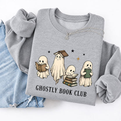 Ghostly Book Club Softstyle Sweatshirt | Spooky Book Lover Gift Sport Grey