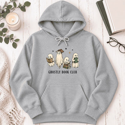 Ghostly Book Club Softstyle Hoodie | Spooky Book Lover Gift Sport Grey
