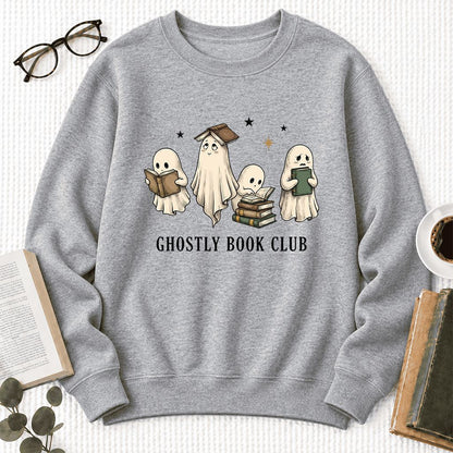 Ghostly Book Club Softstyle Sweatshirt | Spooky Book Lover Gift Sport Grey