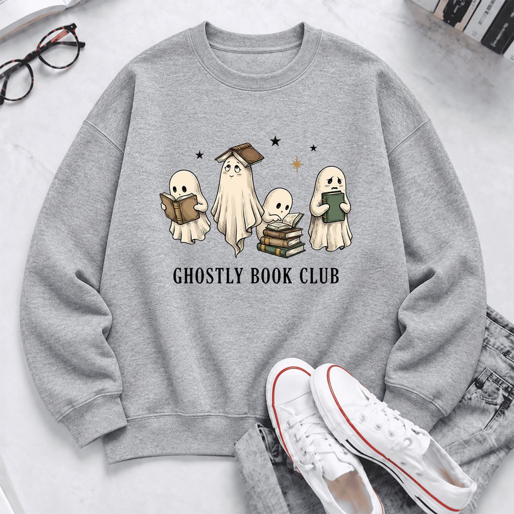Ghostly Book Club Softstyle Sweatshirt | Spooky Book Lover Gift Sport Grey