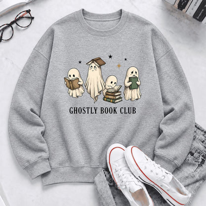 Ghostly Book Club Softstyle Sweatshirt | Spooky Book Lover Gift Sport Grey
