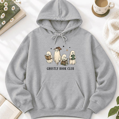 Ghostly Book Club Softstyle Hoodie | Spooky Book Lover Gift Sport Grey