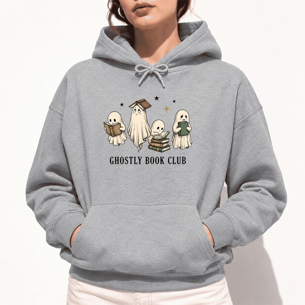 Ghostly Book Club Softstyle Hoodie | Spooky Book Lover Gift Sport Grey