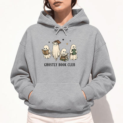 Ghostly Book Club Softstyle Hoodie | Spooky Book Lover Gift Sport Grey