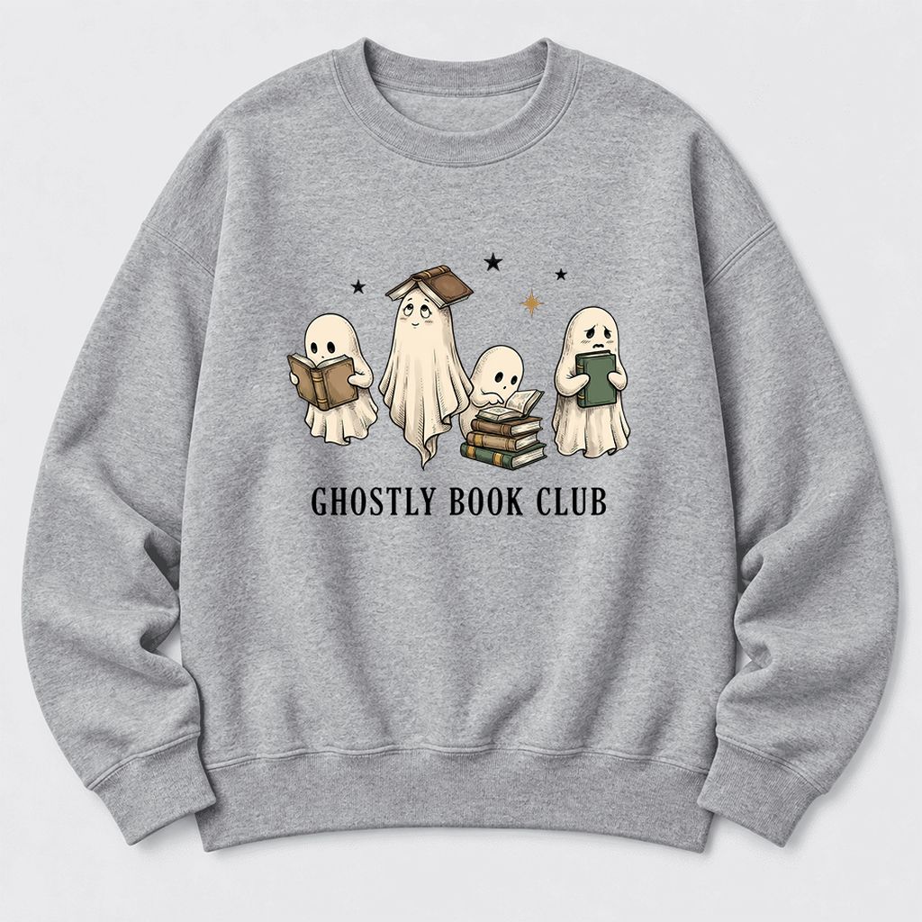 Ghostly Book Club Softstyle Sweatshirt | Spooky Book Lover Gift Sport Grey