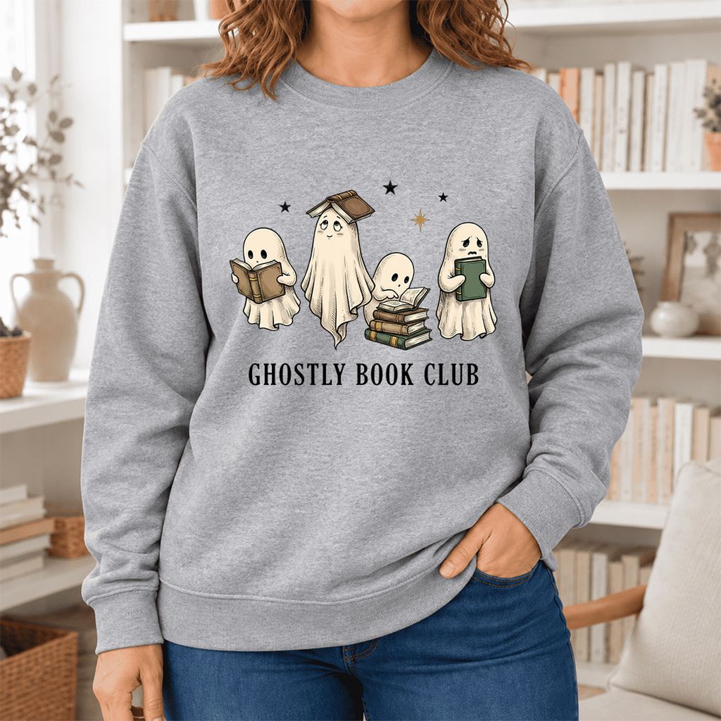 Ghostly Book Club Softstyle Sweatshirt | Spooky Book Lover Gift Sport Grey