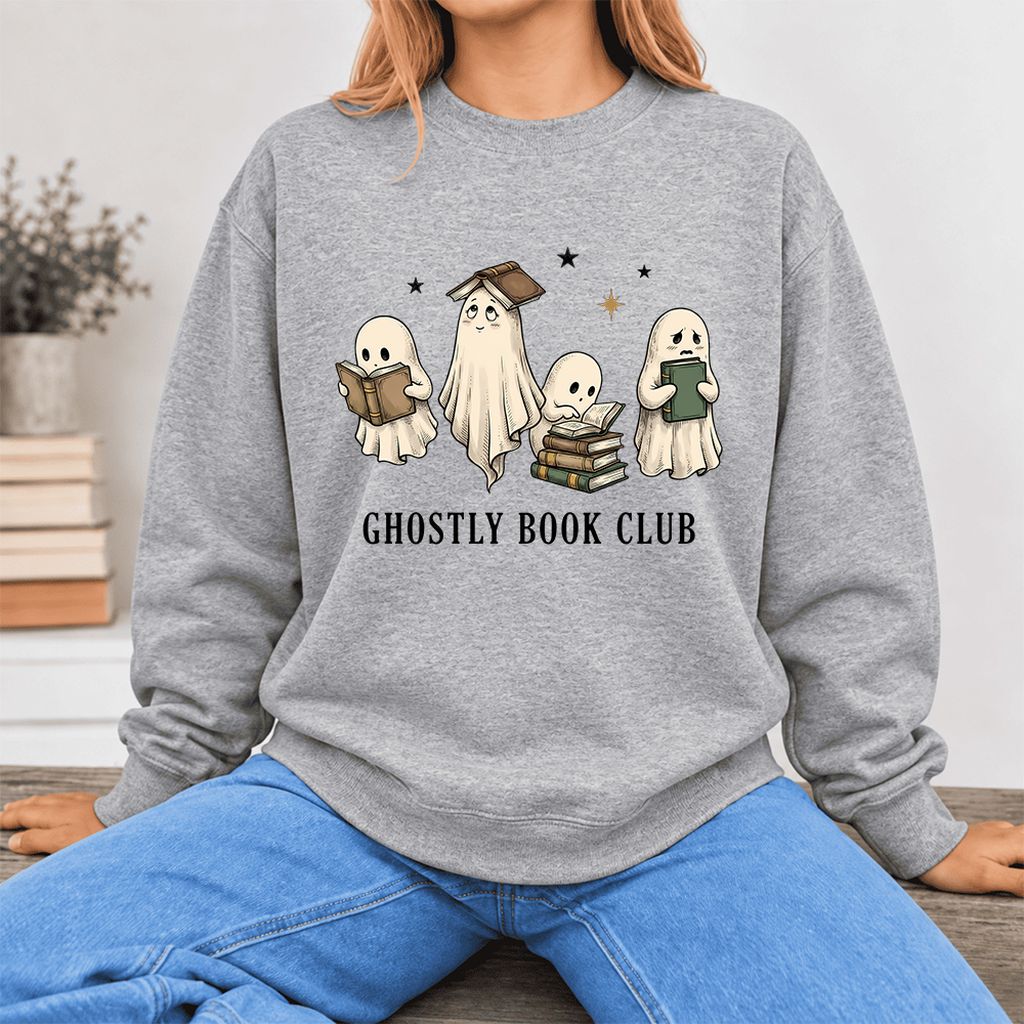Ghostly Book Club Softstyle Sweatshirt | Spooky Book Lover Gift Sport Grey