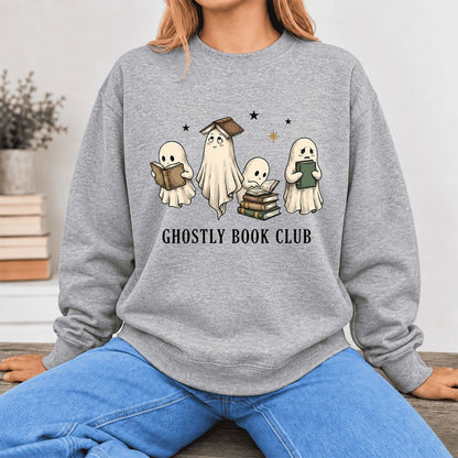 Ghostly Book Club Softstyle Sweatshirt | Spooky Book Lover Gift Sport Grey