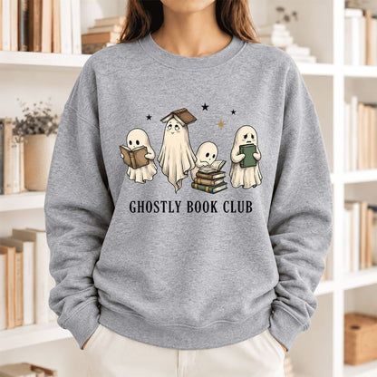 Ghostly Book Club Softstyle Sweatshirt | Spooky Book Lover Gift Sport Grey