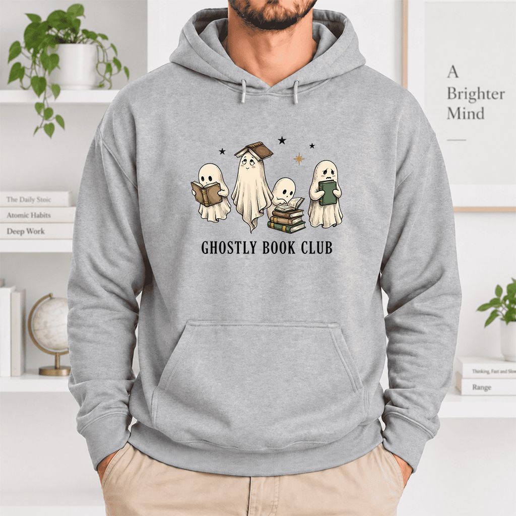 Ghostly Book Club Softstyle Hoodie | Spooky Book Lover Gift Sport Grey