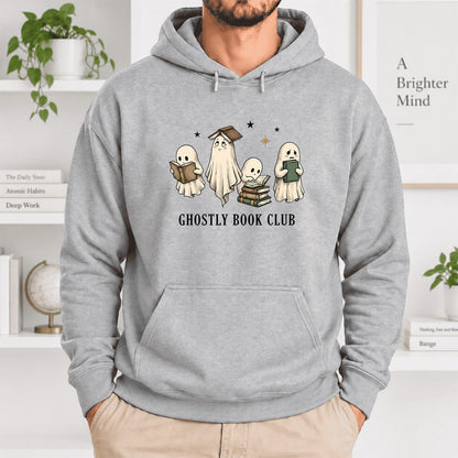 Ghostly Book Club Softstyle Hoodie | Spooky Book Lover Gift Sport Grey