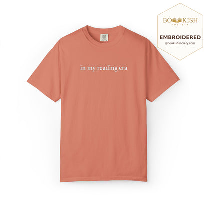 Embroidered In My Reading Era Comfort Color ® T-shirt Book Lover Gift Terracotta