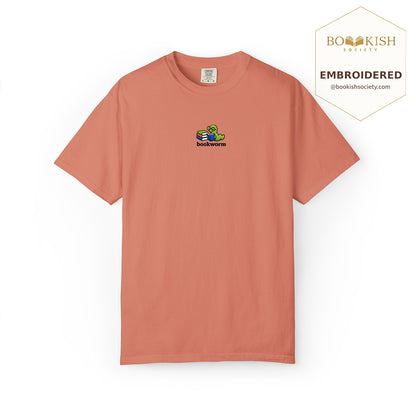 Embroidered Bookworm Comfort Color ® T-shirt Book Lover Gift Terracotta