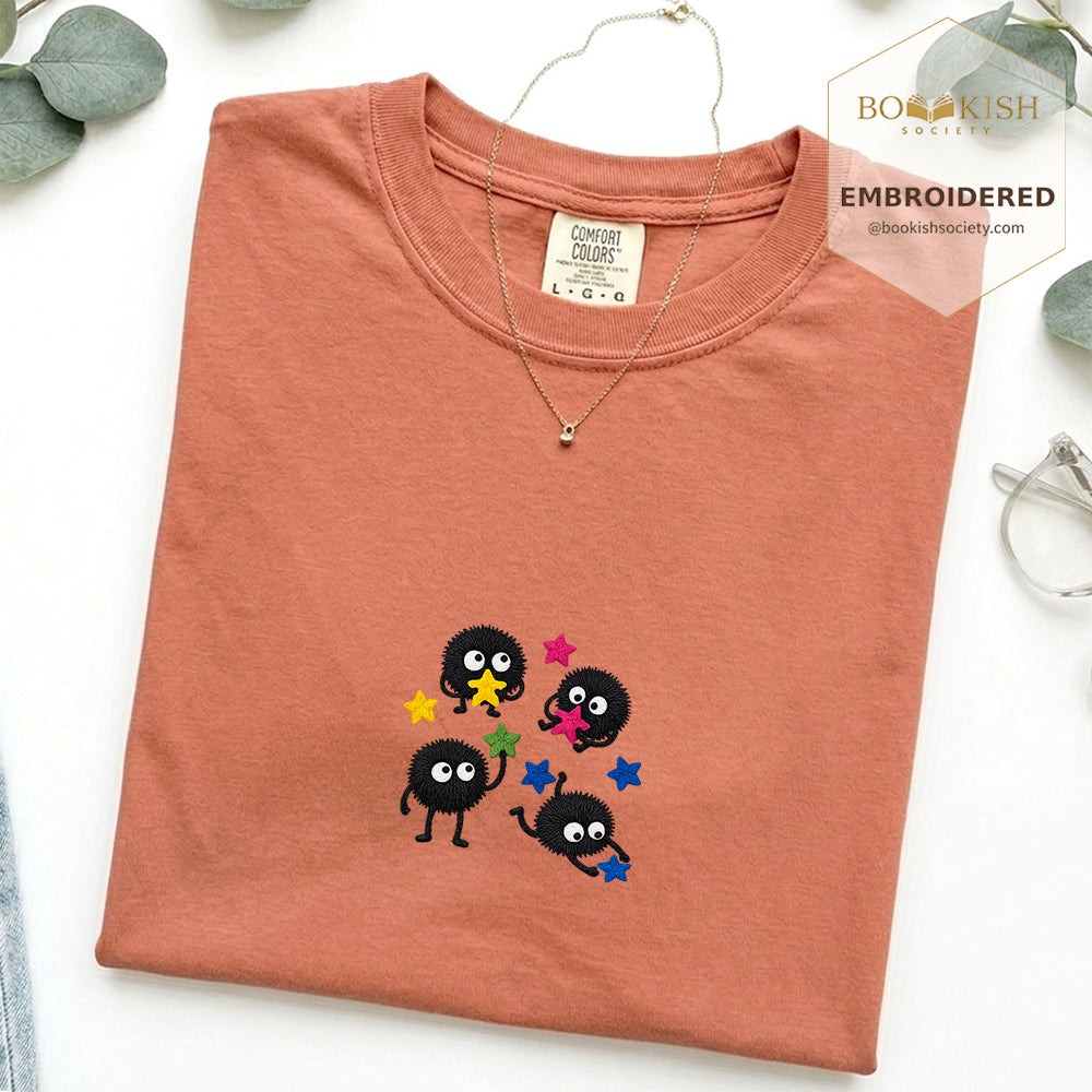 Embroidered Sprite Catching Star Candy Comfort Color ® T-shirt Book Lover Gift terracotta