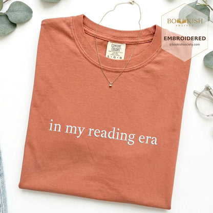 Embroidered In My Reading Era Comfort Color ® T-shirt Book Lover Gift Terracotta
