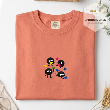 Embroidered Sprite Catching Star Candy Comfort Color ® T-shirt Book Lover Gift terracotta