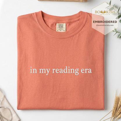 Embroidered In My Reading Era Comfort Color ® T-shirt Book Lover Gift Terracotta