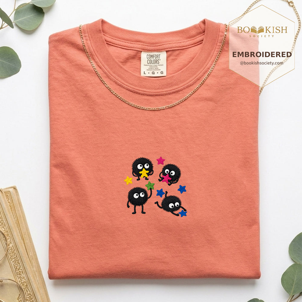 Embroidered Sprite Catching Star Candy Comfort Color ® T-shirt Book Lover Gift terracotta